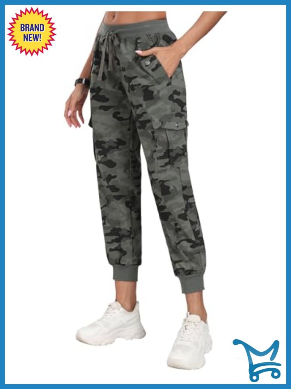 Women's Cargo Pants Lightweight Joggers Elastic Waist Hiking Sweatpants